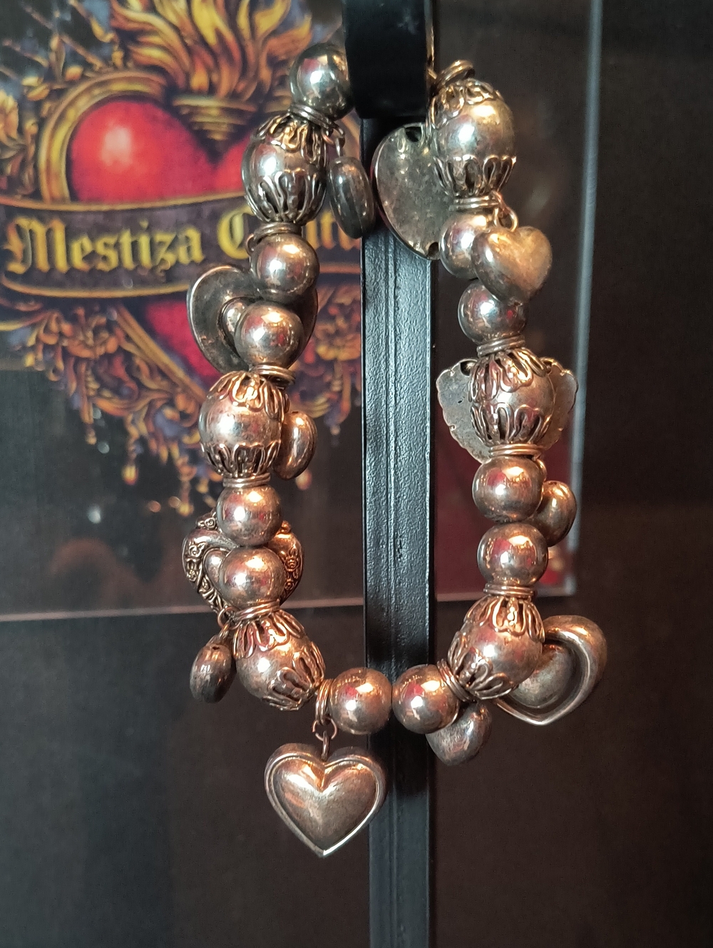 Vintage Silver Heart Charm Bracelet